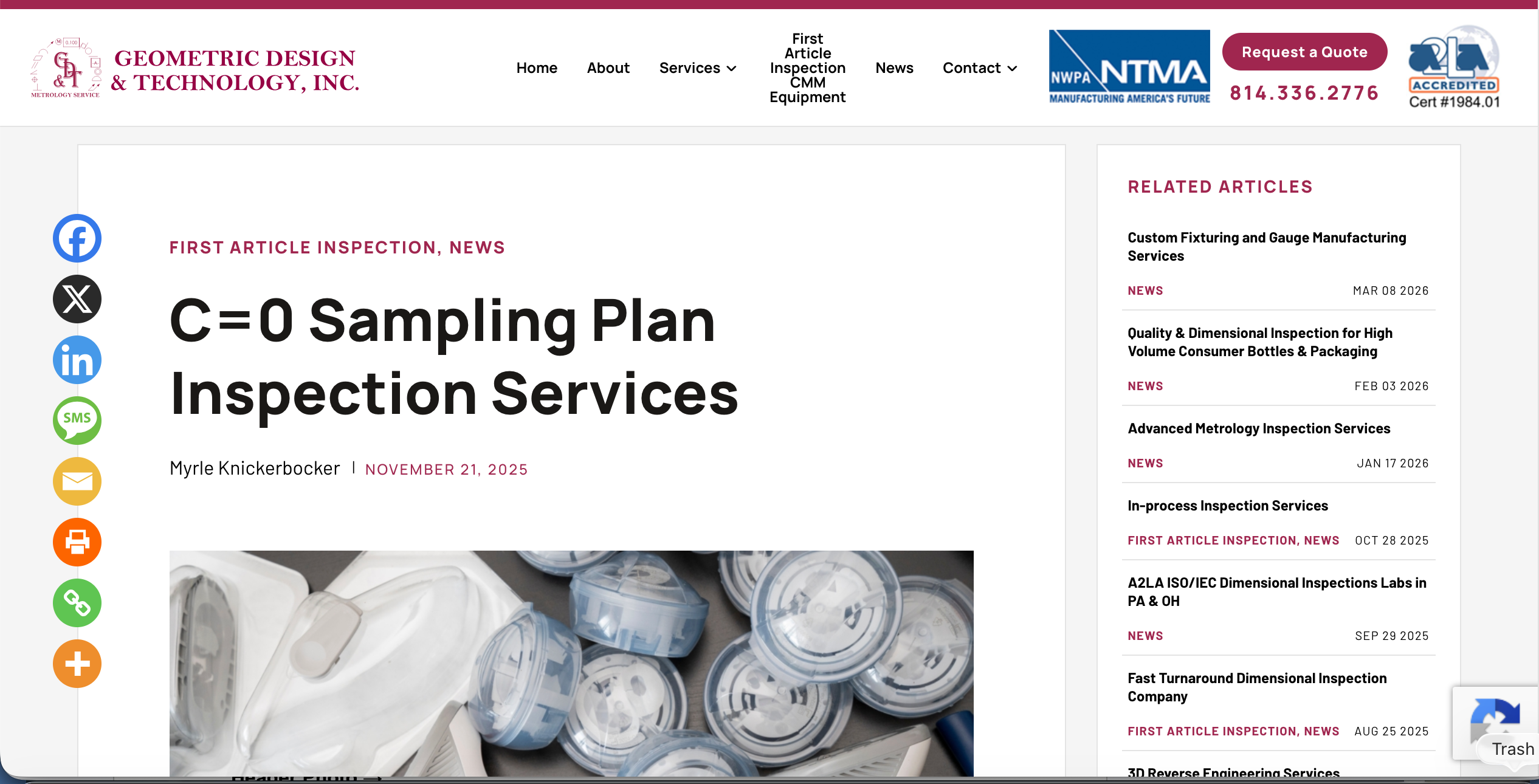 C=0 Sampling Plan Inspection Services - Geometric Design & Technology